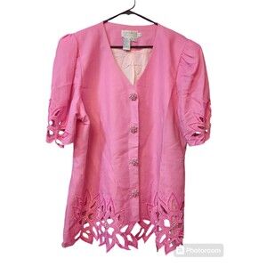 Vintage Davinci Beaded Hot Pink  Blazer / Jacket Size 24.